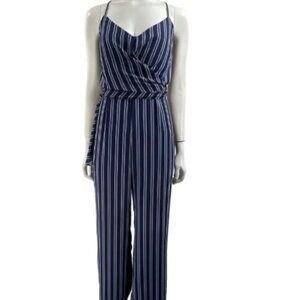 Michael Kors Navy and White Striped Jumpsuit